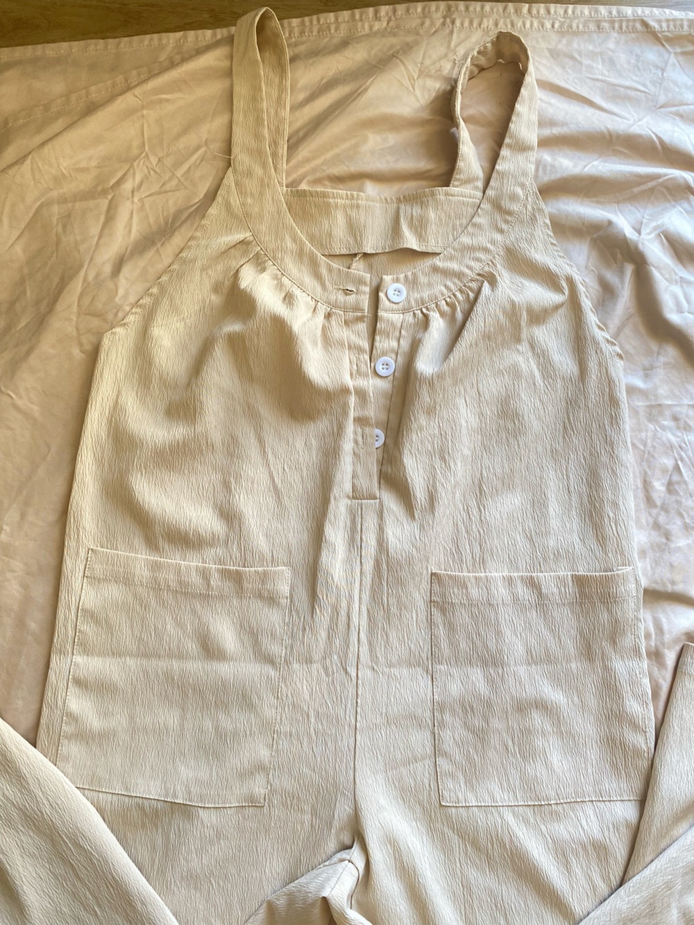 Light Cream Button Front Sleeveless Blouse
